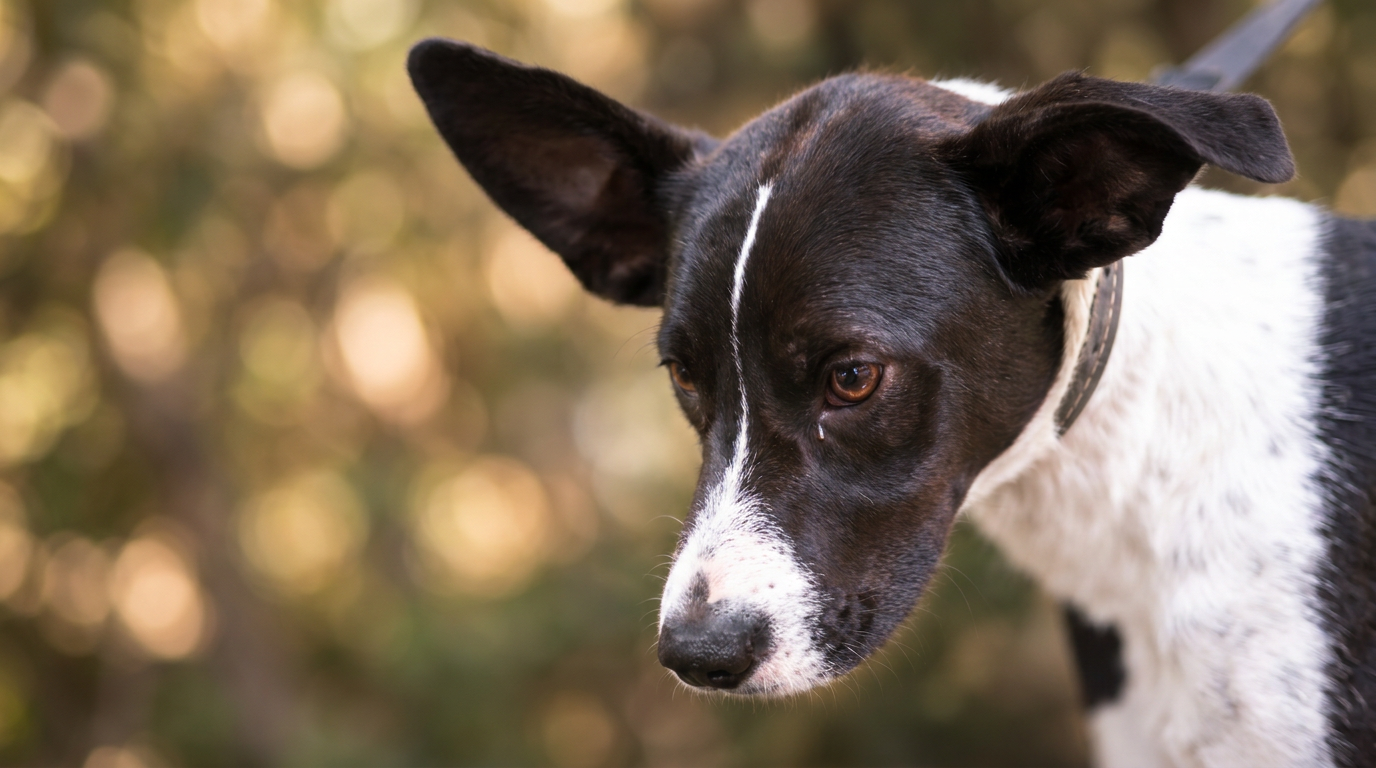 Napoleão, a rescued dog recovering from severe abuse and neglect