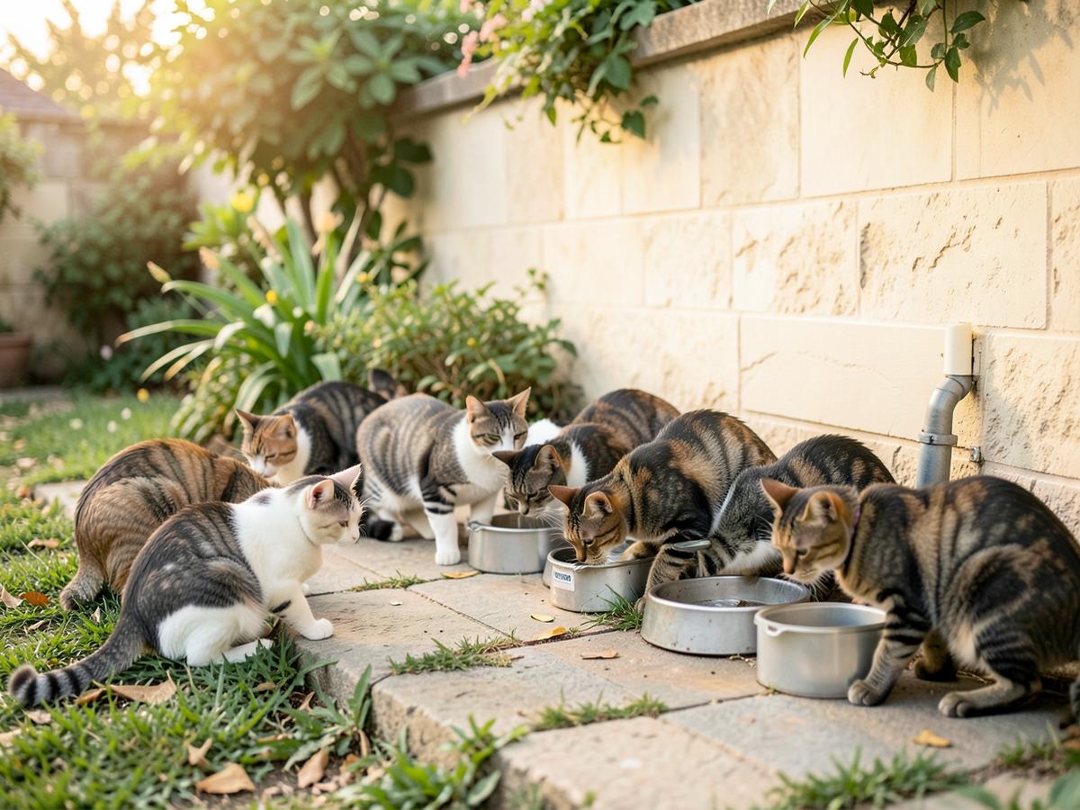 Community cats in a managed colony